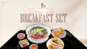 Glowing in sunrise with our breakfast set