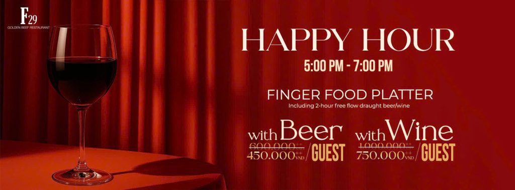 EXCLUSIVE HAPPY HOUR 17:00 – 19:00 DAILY