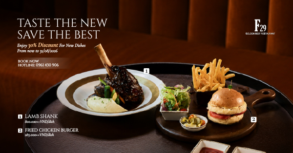 TRẢI NGHIỆM THỰC ĐƠN MỚI CÙNG ƯU ĐÃI 30% TẠI F29 GOLDEN BEEF TRONG THÁNG 8